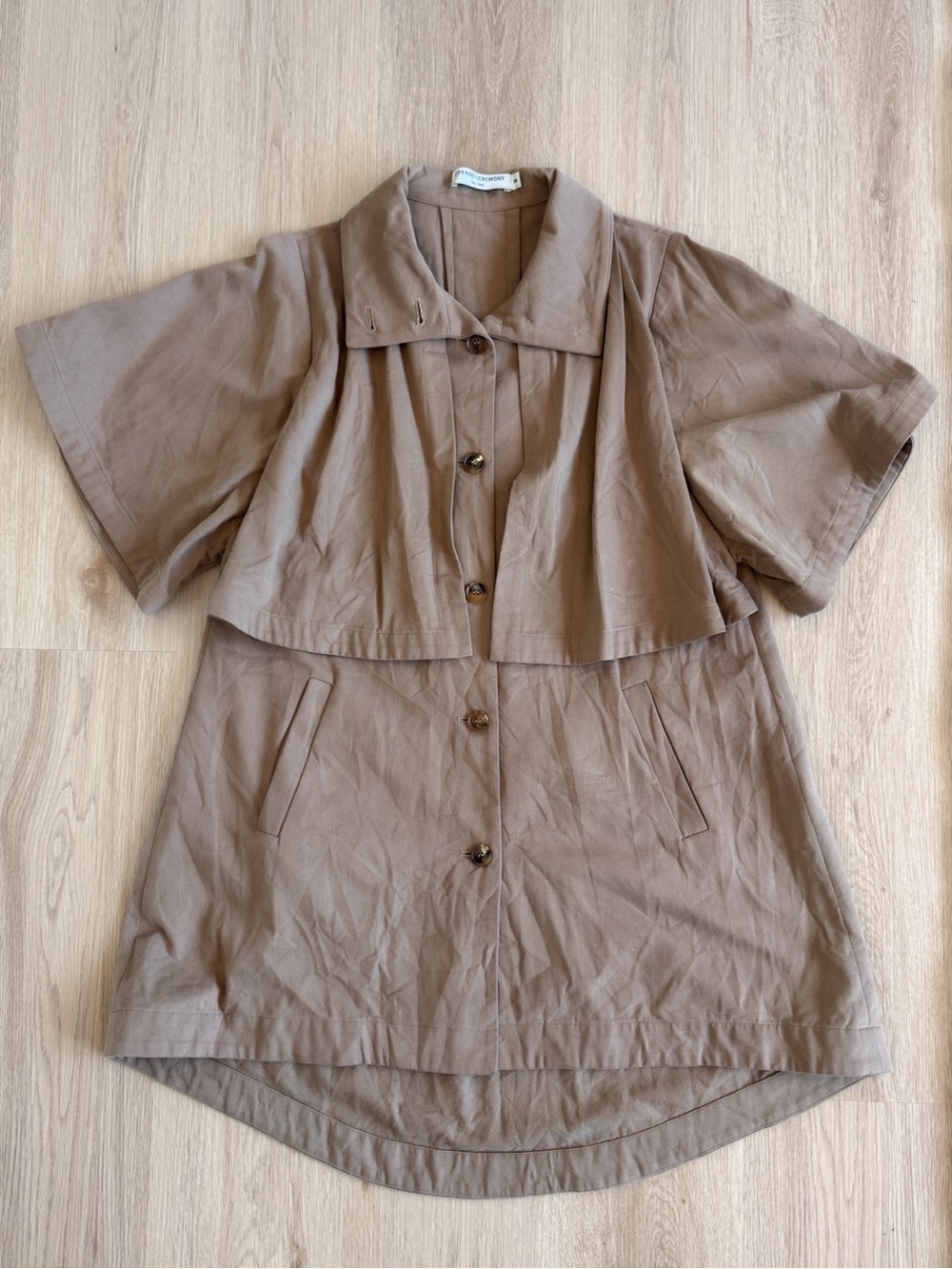 Opening Ceremony | Taupe Cape Trench Coat Swing Dress - Picture 4 of 6
